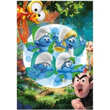 394117Z Strumfii Smurfs cu Gargamel cel nesuferit imagine comestibila din zahar 29x20cm